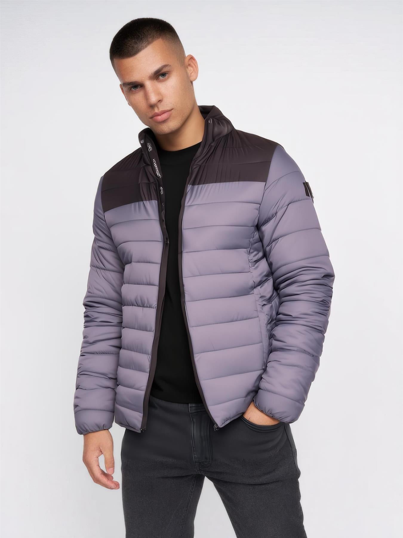 Crosshatch Mens Padded Jacket Staywarm Contrast Coat Lightweight Zip Pocket