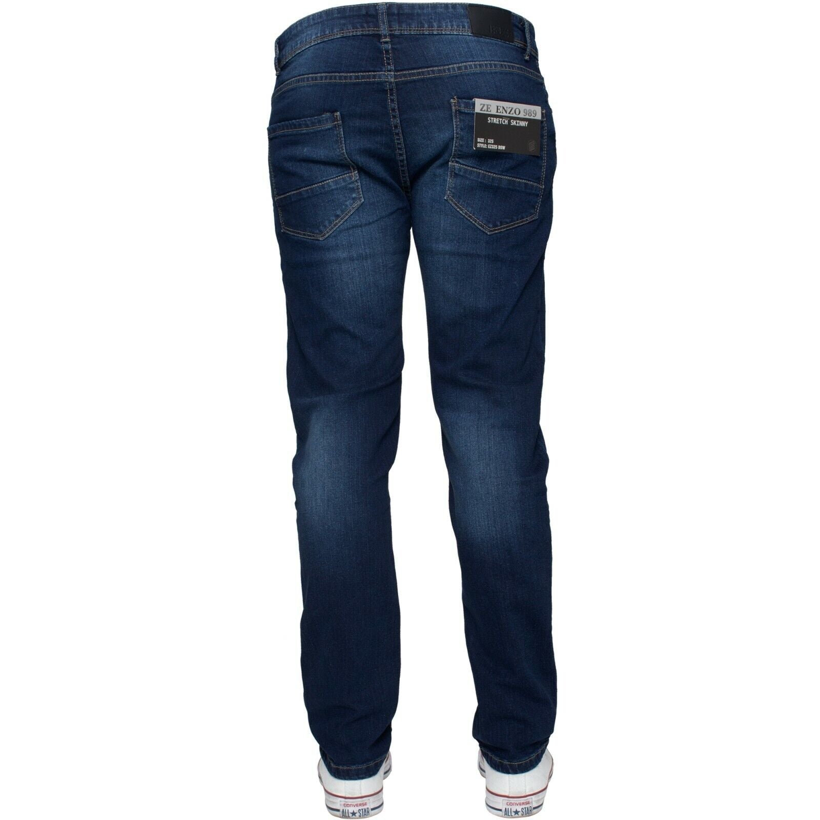 Kruze Mens Jeans Skinny Stretch Slim Fit Flex Denim Trouser Pants UK Waist Sizes