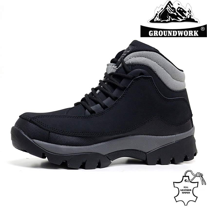 MENS GROUNDWORK LEATHER SAFETY WORK BOOTS STEEL TOE CAP SHOES TRAINER HIKER SIZE