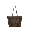 Women's Large-Capacity Fashion Shopping Tote – Leopard-Print PU Leather Shoulder & Hand Carry Bag