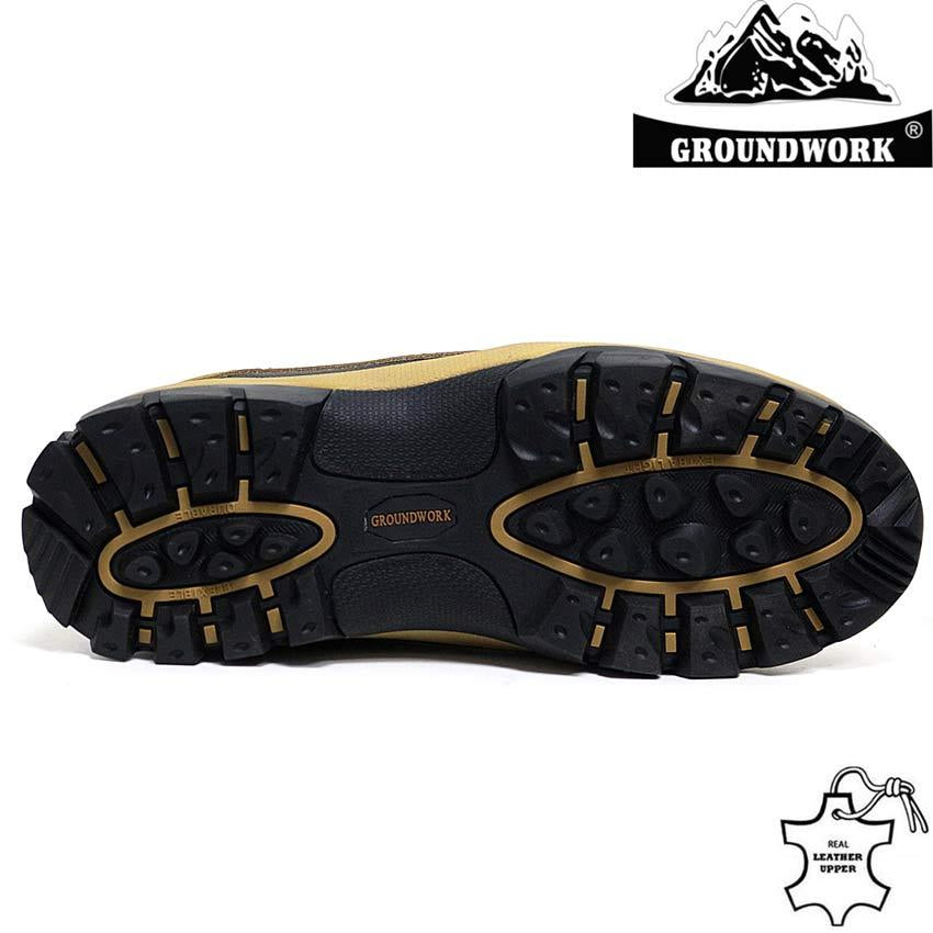 MENS GROUNDWORK LEATHER SAFETY WORK BOOTS STEEL TOE CAP SHOES TRAINER HIKER SIZE