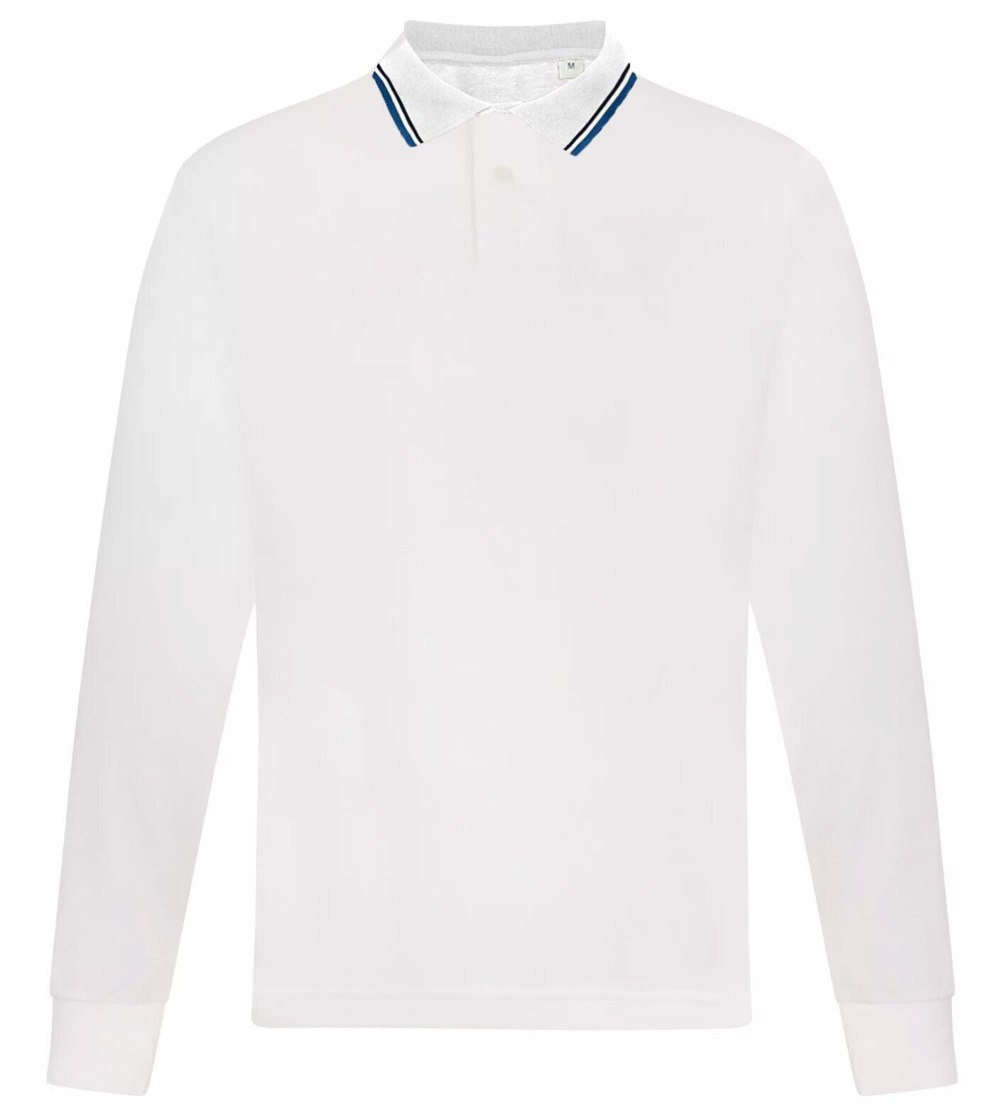 Mens Long Sleeve Polo Shirt Casual Top 2 Button Collared Pique Lightweight