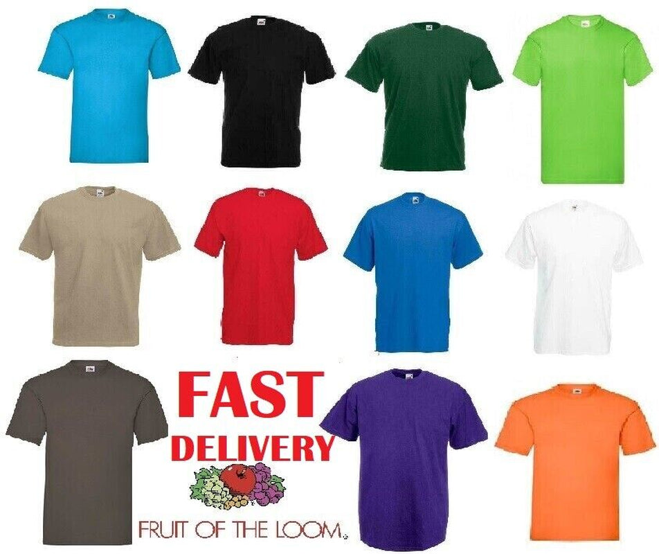 Fruit of the Loom Mens T Shirts Plain Cotton Short Sleeve T-Shirt Tee Top New