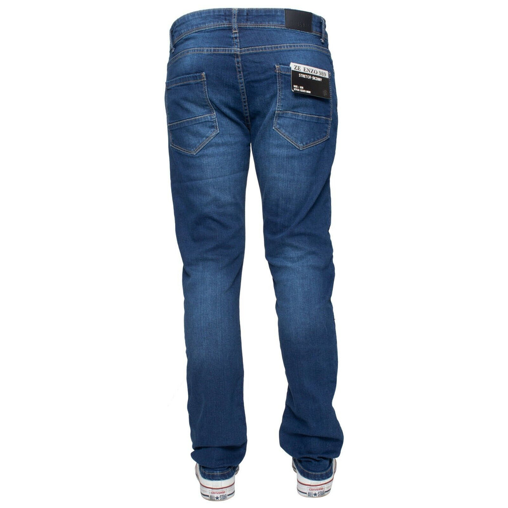 Kruze Mens Jeans Skinny Stretch Slim Fit Flex Denim Trouser Pants UK Waist Sizes