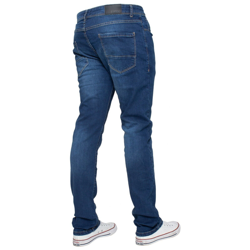 Kruze Mens Jeans Skinny Stretch Slim Fit Flex Denim Trouser Pants UK Waist Sizes