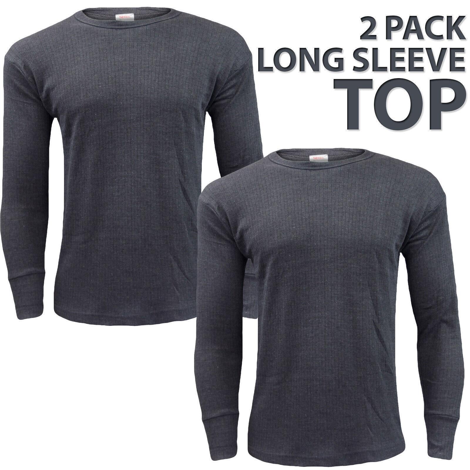 2 X Full Sleeve Mens Thermal Long Sleeves Vest Top Winter Warm Shirts Long Johns
