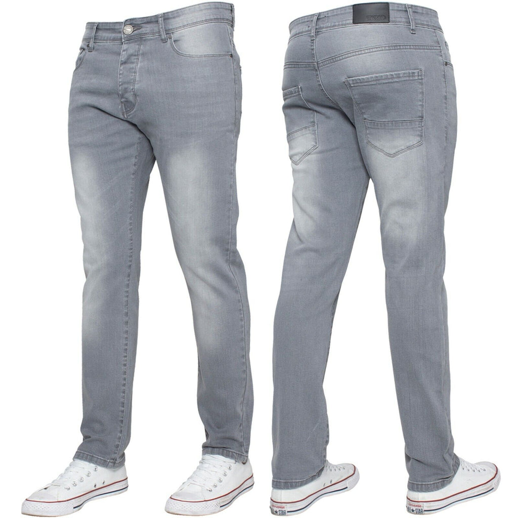 Kruze Mens Jeans Skinny Stretch Slim Fit Flex Denim Trouser Pants UK Waist Sizes