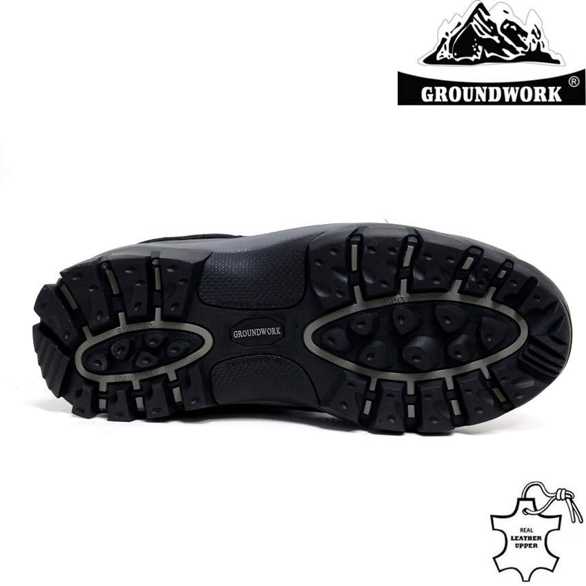 MENS GROUNDWORK LEATHER SAFETY WORK BOOTS STEEL TOE CAP SHOES TRAINER HIKER SIZE