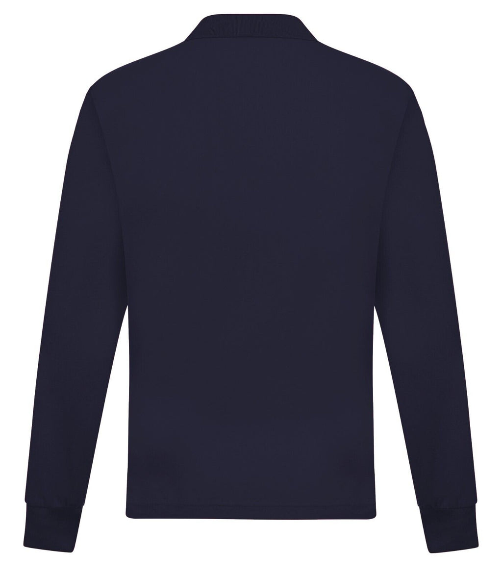 Mens Long Sleeve Polo Shirt Casual Top 2 Button Collared Pique Lightweight