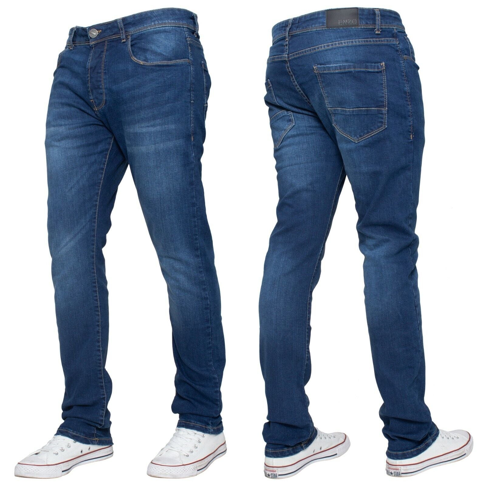 Kruze Mens Jeans Skinny Stretch Slim Fit Flex Denim Trouser Pants UK Waist Sizes
