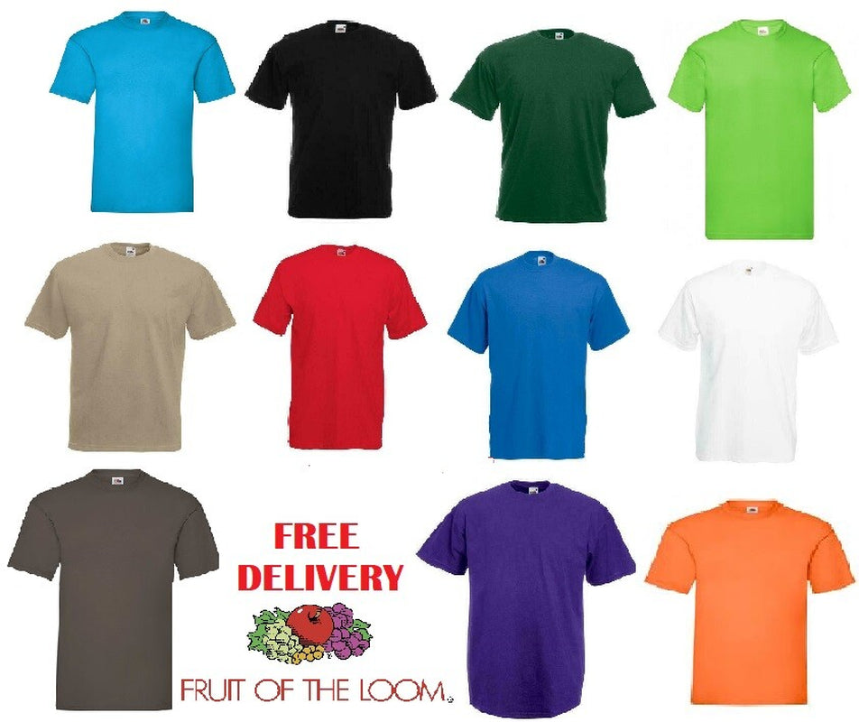Fruit of the Loom Mens T Shirts Plain Cotton Short Sleeve T-Shirt Tee Top New