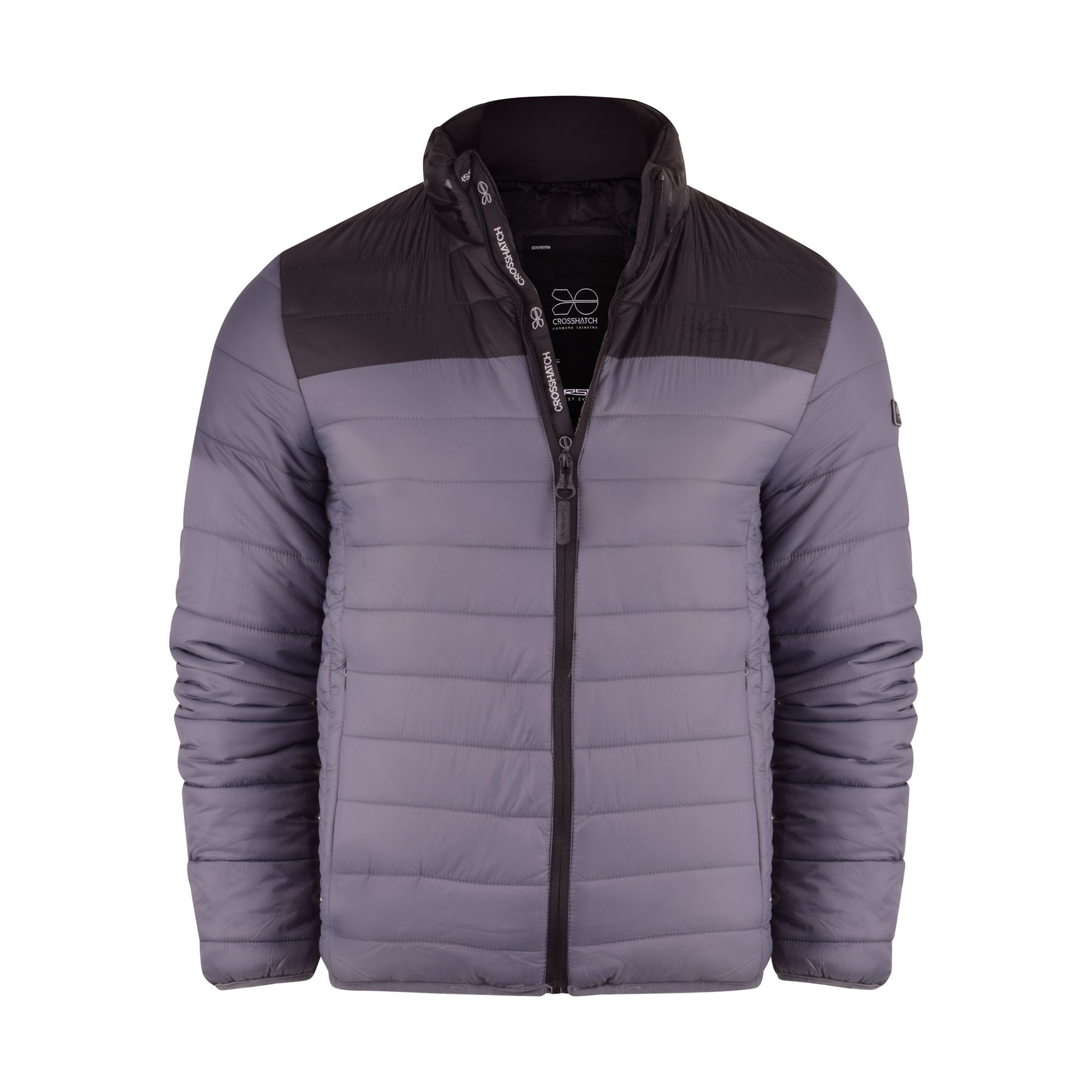 Crosshatch Mens Padded Jacket Staywarm Contrast Coat Lightweight Zip Pocket